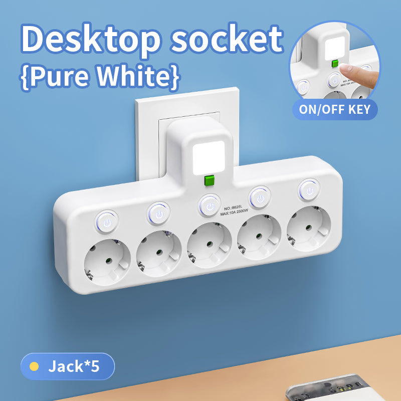 EU Plug Outlet 5 Sockets Electrical