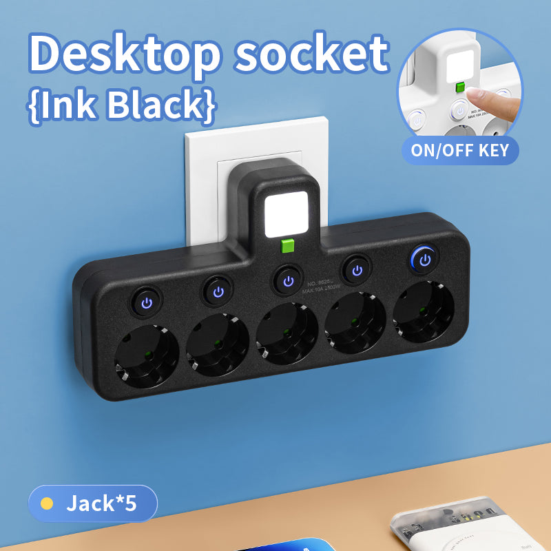 EU Plug Outlet 5 Sockets Electrical