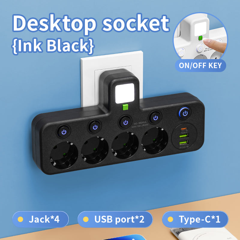 EU Plug Outlet 5 Sockets Electrical