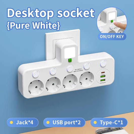 EU Plug Outlet 5 Sockets Electrical