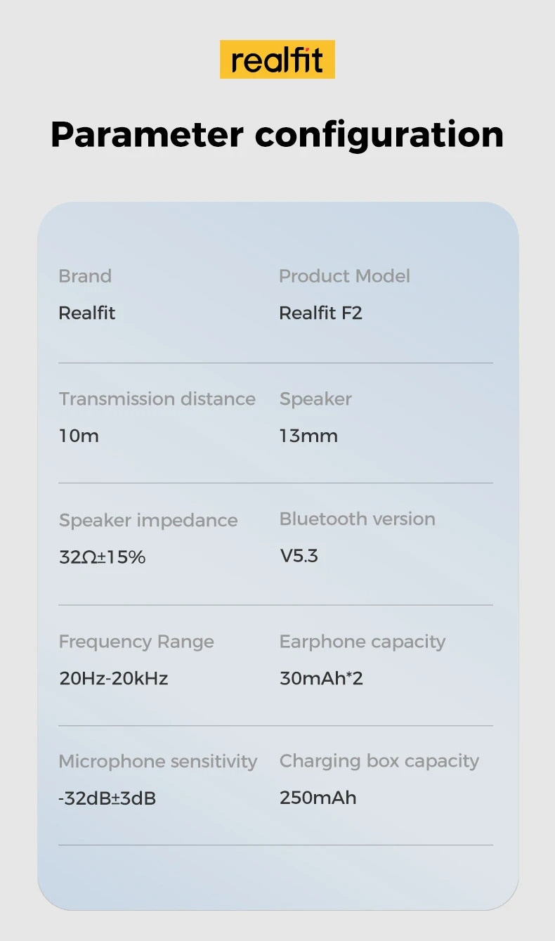 Realfit F2 Bluetooth Earphone Excellent HIFI Quality