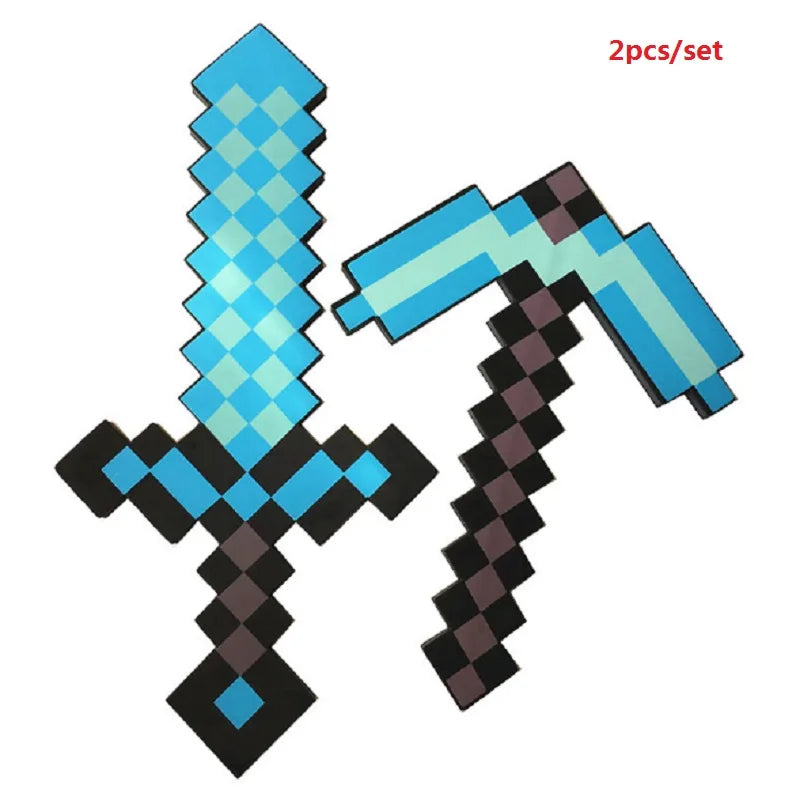 set Hot Design Blue Diamond Sword Soft EVA Foam Toy Minecrafte